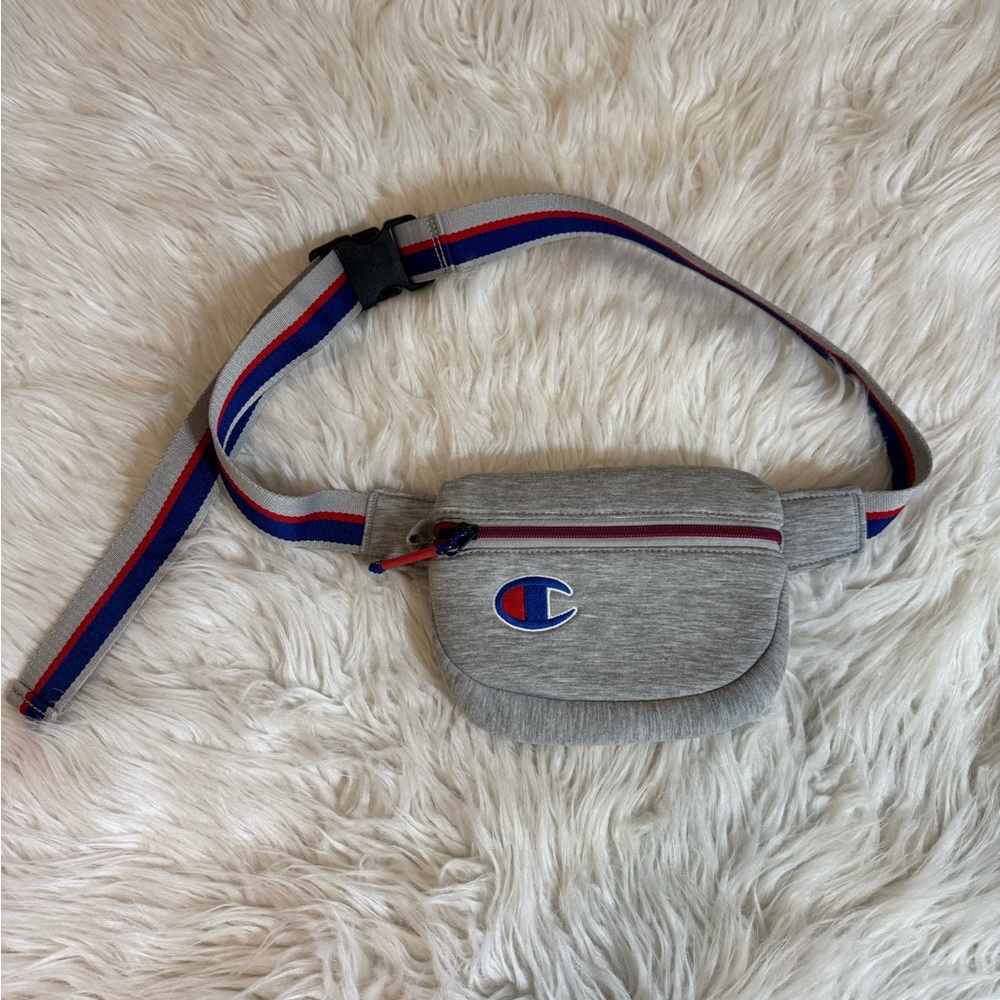 Champion Gray Waist Bag with Red Zipper